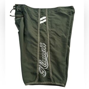 FAVANT HAWAII SWIM BOARD SHORTS OLIVE GREEN 100% COTTON, SIZE 40